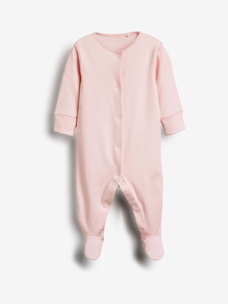 Pink/White 5 Pack 100% Cotton Baby Sleepsuits (0-2yrs) - Image 2 of 10