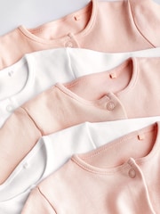 Pink/White 5 Pack 100% Cotton Baby Sleepsuits (0-2yrs) - Image 5 of 10