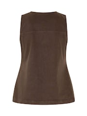 Brun - Yours Curve longline vest med lomme i denim - Billede 6 af 6