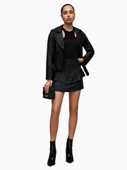 AllSaints Black Andy Coated Denim Skirt - Image 3 of 6