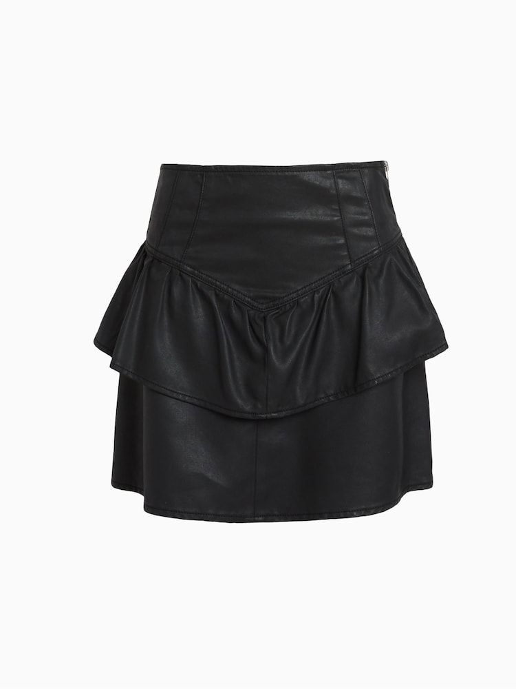 AllSaints Black Andy Coated Denim Skirt - Image 6 of 6