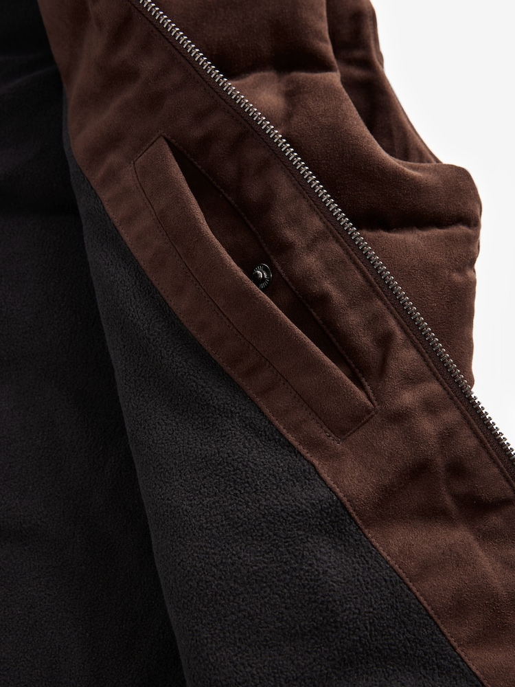 Brown Faux Suede Panel Gilet - Image 10 of 12