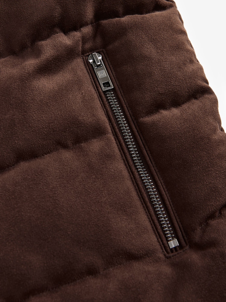 Brown Faux Suede Panel Gilet - Image 11 of 12