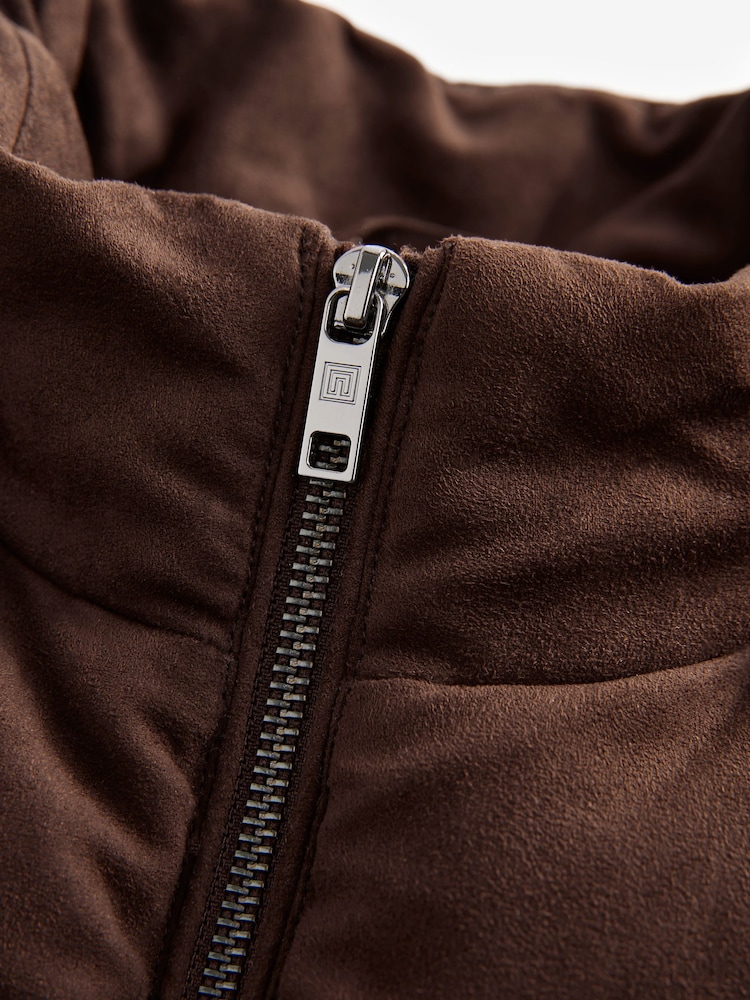 Brown Faux Suede Panel Gilet - Image 12 of 12