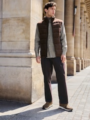 Brown Faux Suede Panel Gilet - Image 2 of 12