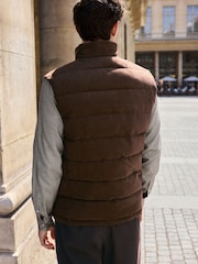 Brown Faux Suede Panel Gilet - Image 3 of 12