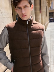 Brown Faux Suede Panel Gilet - Image 4 of 12