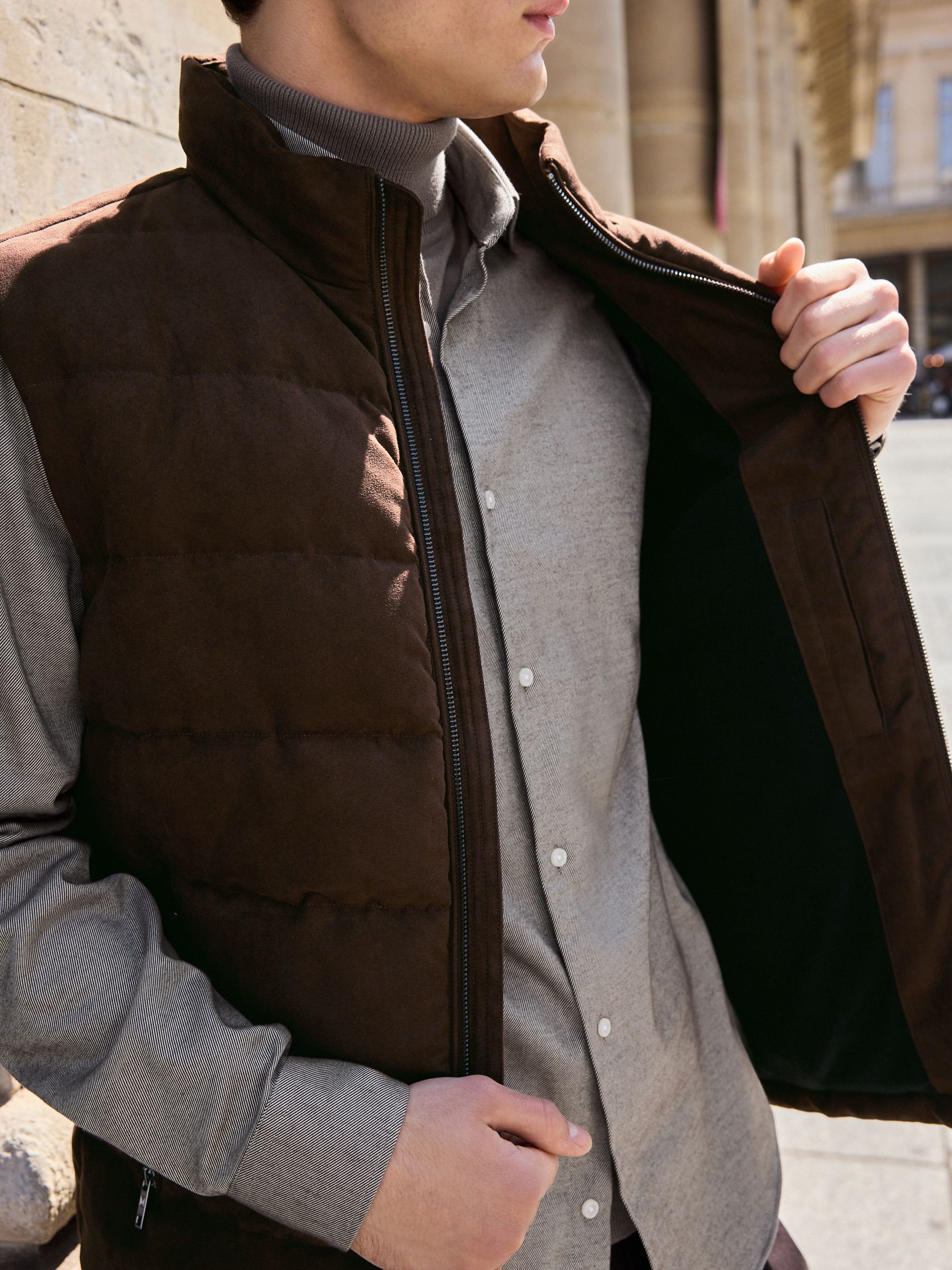Buy Brown Faux Suede Panel Gilet from Next Luxembourg