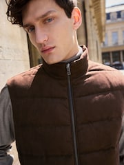 Brown Faux Suede Panel Gilet - Image 6 of 12