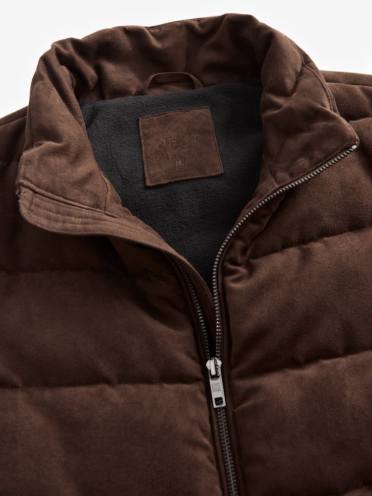 Brown Faux Suede Panel Gilet - Image 9 of 12