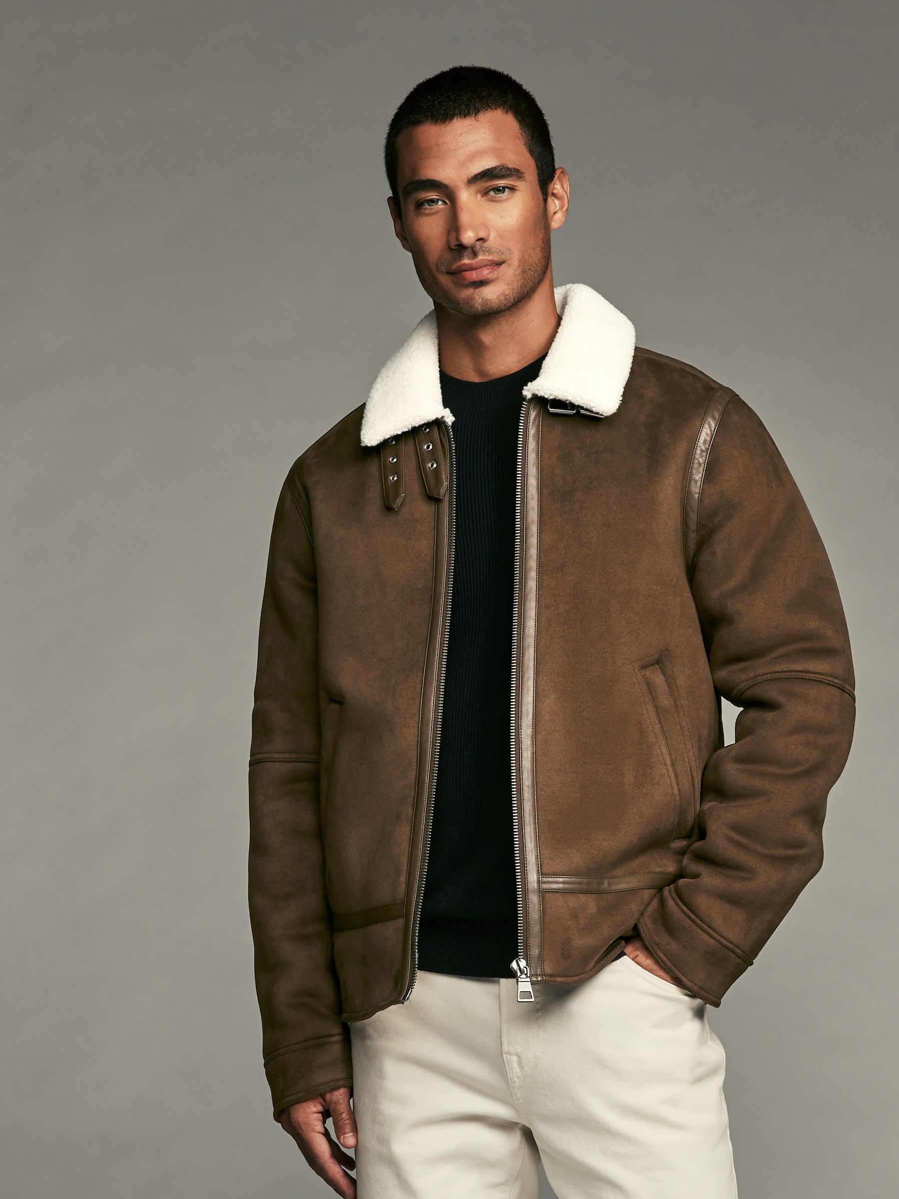 Buy Brown Faux Shearling Jacket from Next Luxembourg
