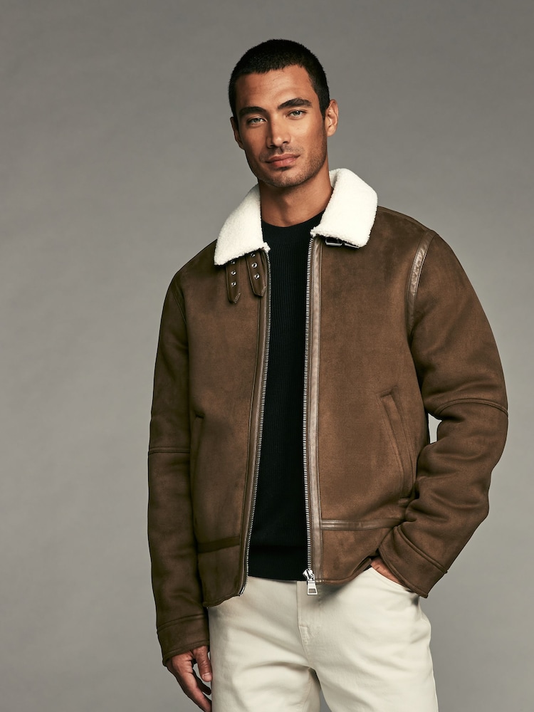 Brown Faux Shearling Jacket - Image 1 of 10