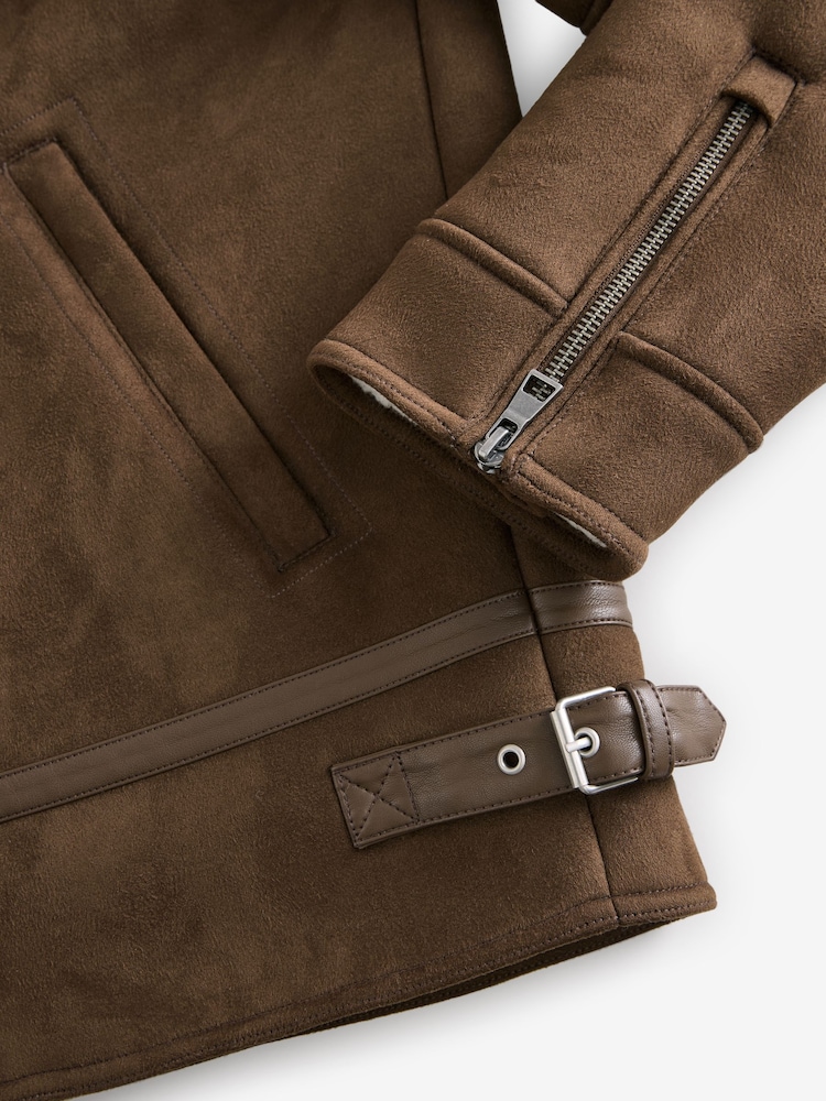 Brown Faux Shearling Jacket - Image 10 of 10