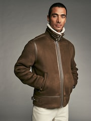 Brown Faux Shearling Jacket - Image 2 of 10