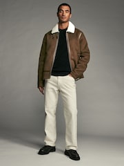 Brown Faux Shearling Jacket - Image 3 of 10
