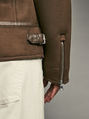 Brown Faux Shearling Jacket - Image 6 of 10