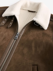 Brown Faux Shearling Jacket - Image 8 of 10