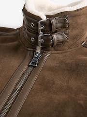 Brown Faux Shearling Jacket - Image 9 of 10
