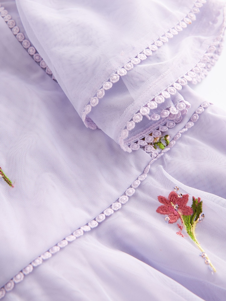 Baker by Ted Baker Lilac Purple Embellished Tulle Dress - Image 10 of 10