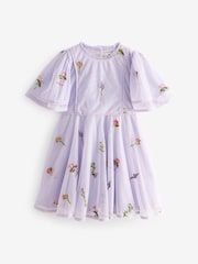 Baker by Ted Baker Lilac Purple Embellished Tulle Dress - Image 7 of 10