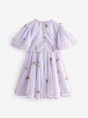Baker by Ted Baker Lilac Purple Embellished Tulle Dress - Image 8 of 10