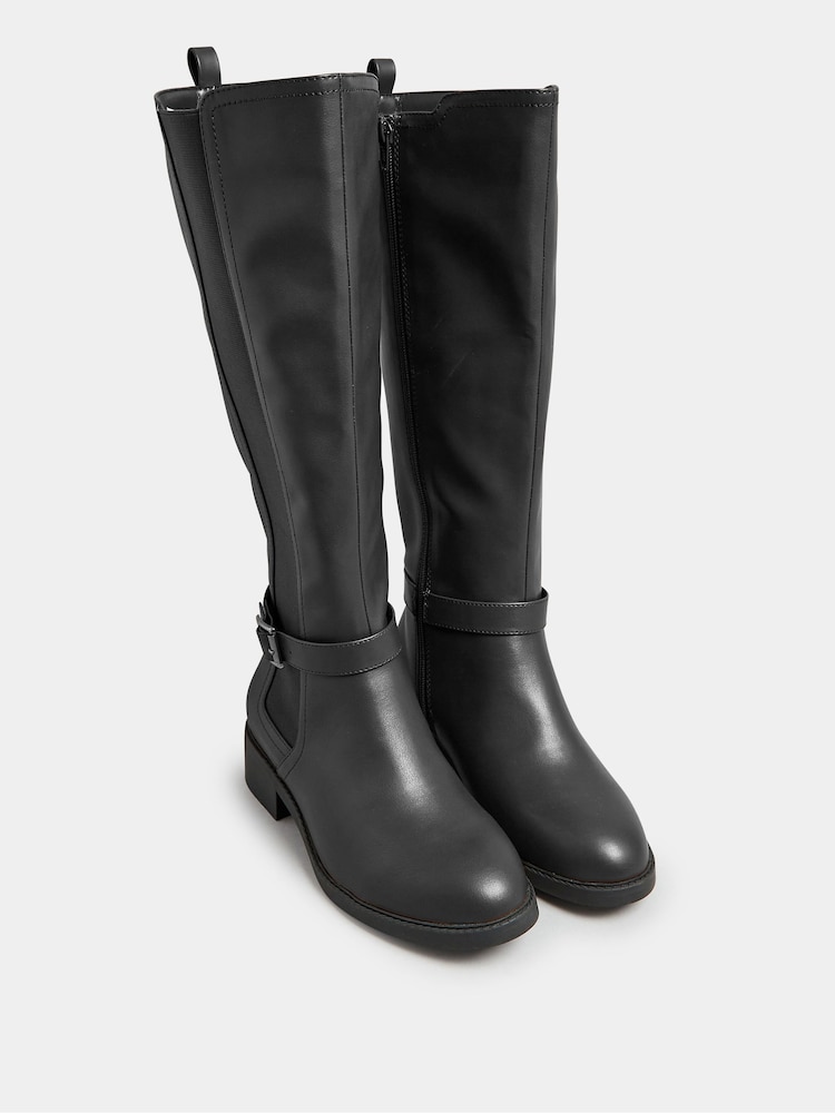 Yours Curve Bottes au genou en métal coupe extra-large - Image 2 de 4