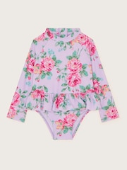 Monsoon Purple Baby Rose Skirted Swimsuit - Image 1 of 3