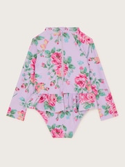 Monsoon Purple Baby Rose Skirted Swimsuit - Image 2 of 3