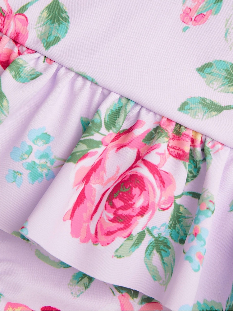 Monsoon Purple Baby Rose Skirted Swimsuit - Image 3 of 3