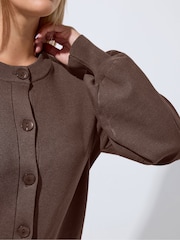 Yours Curve Brown Limited Balloon Sleeve Cardigan - Image 4 of 7