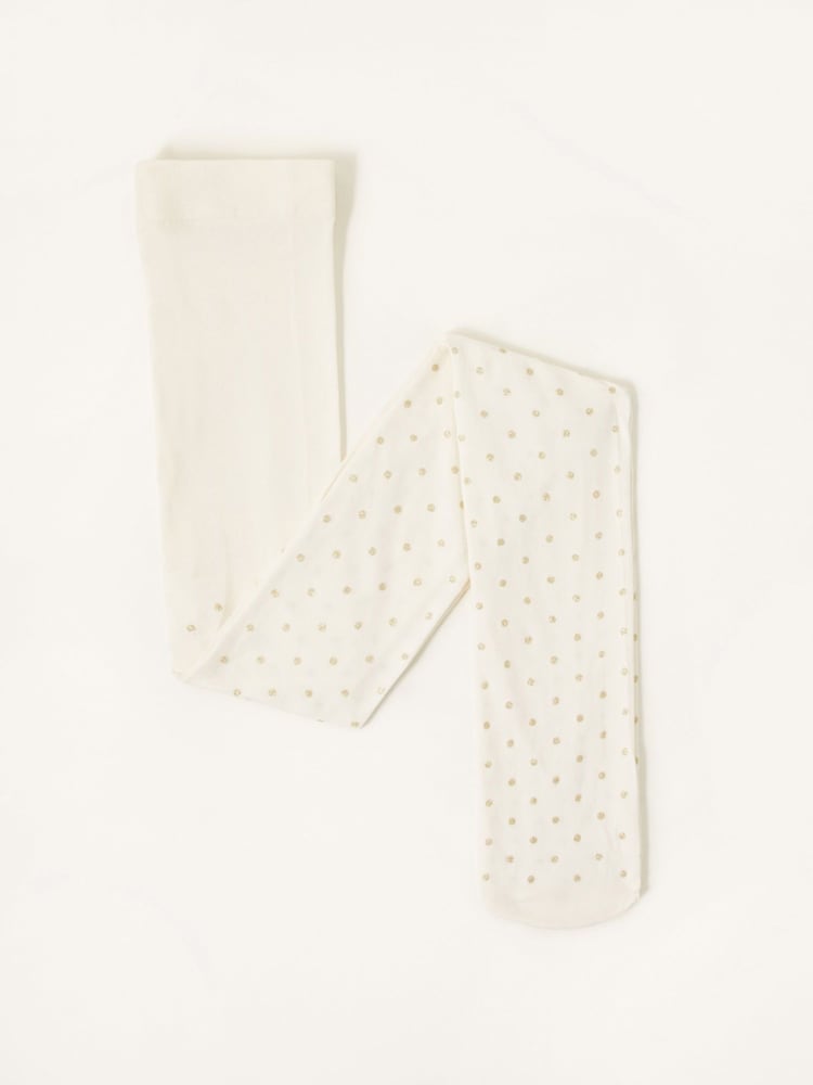 Monsoon Cream Glitter Spot Tights - Image 2 of 3