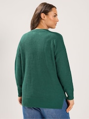 Yours Curve Green Essential V-Neck Jumper - Image 3 of 6