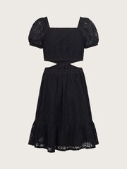 Monsoon Black Lace Cut Out 100% Cotton Dress - Image 1 of 3