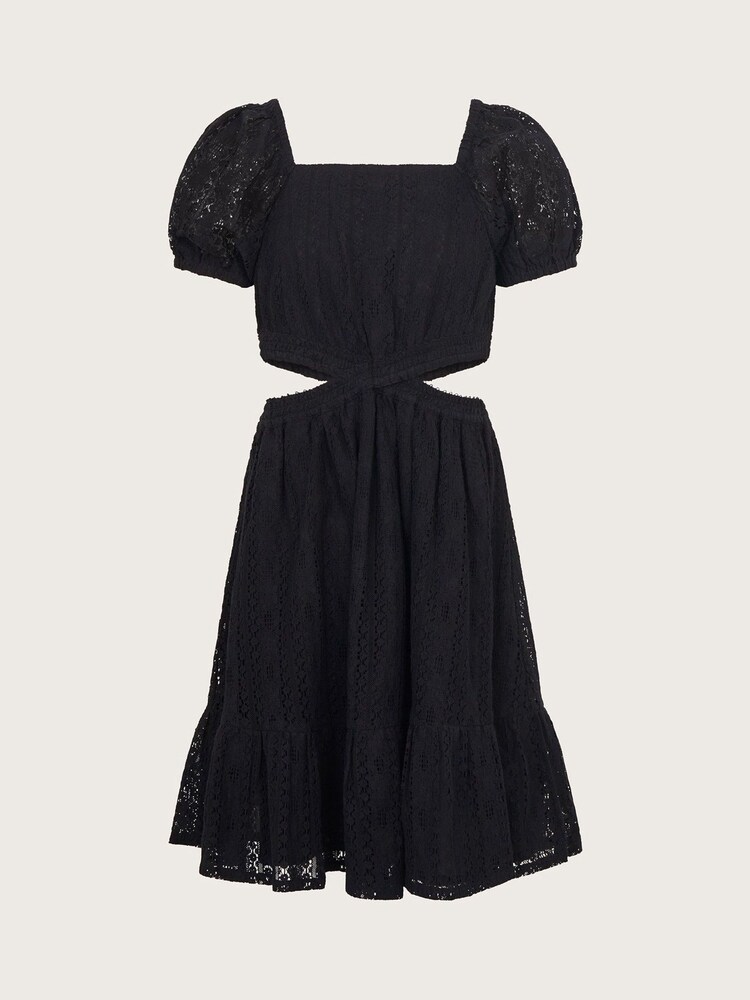 Monsoon Black Lace Cut Out 100% Cotton Dress - Image 2 of 3