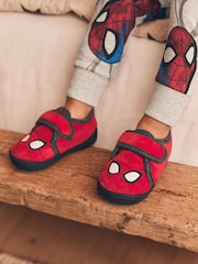Red Spiderman Marvel Touch Fastening Cupsole Print Slippers - Image 1 of 5