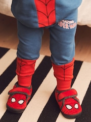 Red Spiderman Marvel Touch Fastening Cupsole Print Slippers - Image 4 of 5