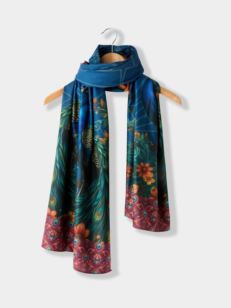 Joe Browns Blue Luxury Peacock Scarf - Image 1 of 3 Joe Browns Blue Luxury Peacock Scarf - Image 1 of 3
