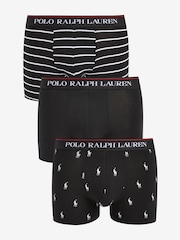 Черный/белый - Polo Ralph Lauren Stretch Cotton Boxers 3 Pack - Image 1 of 10