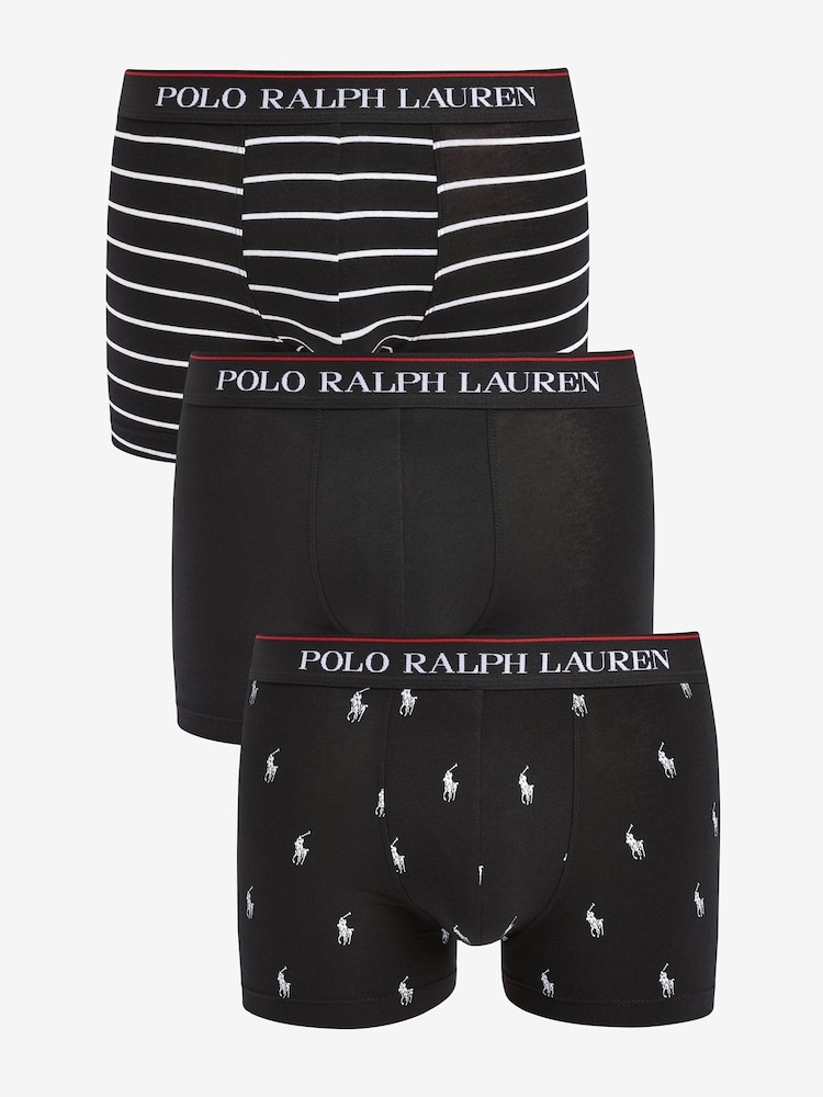 Черный/белый - Polo Ralph Lauren Stretch Cotton Boxers 3 Pack - Image 1 of 10