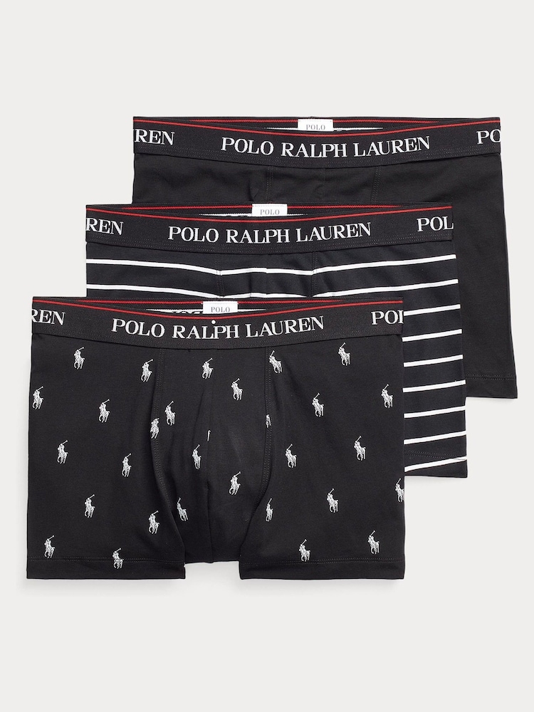 Polo Ralph Lauren Black/White Stretch Cotton Boxers 3 Pack - Image 7 of 10