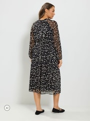 Yours Curve Black Tie Neck Midi Dress - Image 3 of 6