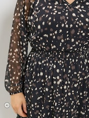 Yours Curve Black Tie Neck Midi Dress - Image 4 of 6