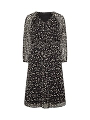 Yours Curve Black Tie Neck Midi Dress - Image 5 of 6