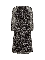 Yours Curve Black Tie Neck Midi Dress - Image 6 of 6