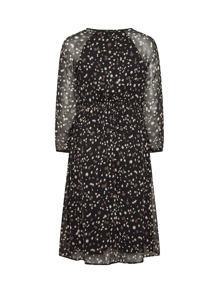 Yours Curve Black Tie Neck Midi Dress - Image 6 of 6
