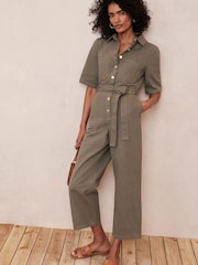 Mint Velvet Green Khaki Utility Jumpsuit - Image 2 of 2