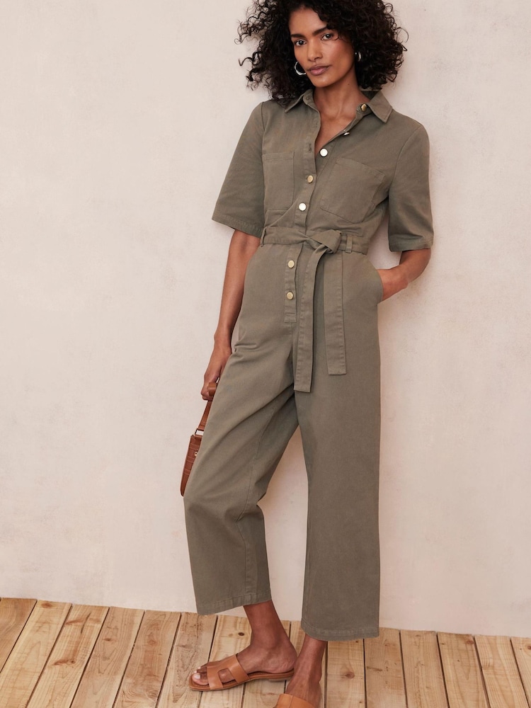 Mint Velvet Green Khaki Utility Jumpsuit - Image 2 of 2