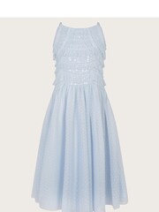 Monsoon Blue Ruffle Sequin Truth Dress - Image 1 of 3
