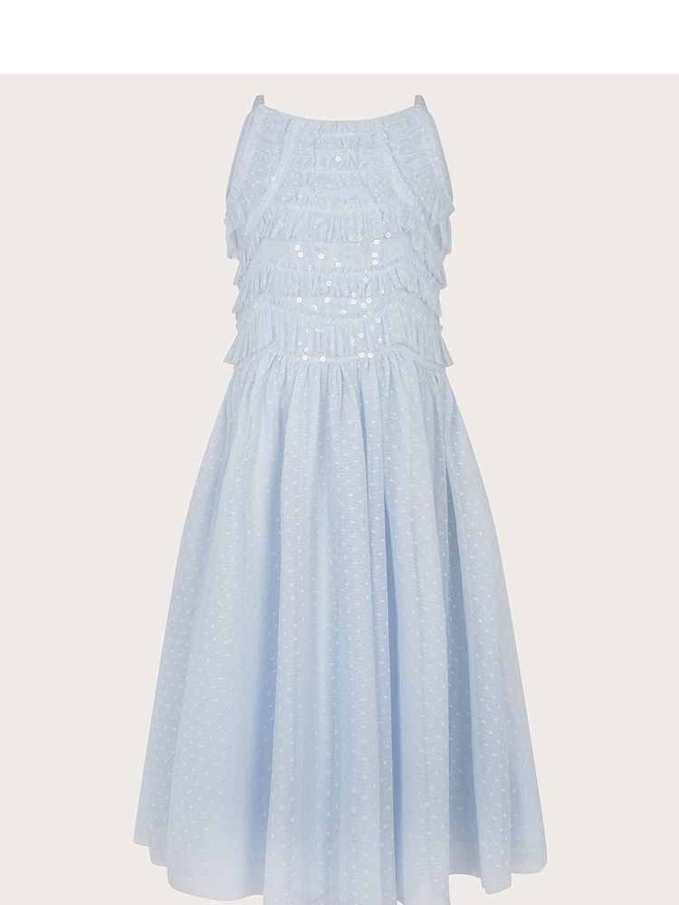 Monsoon Blue Ruffle Sequin Truth Dress - Image 1 of 3