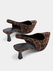 Yours Curve Brown Leopard Print Wide Fit Faux Suede Sling Back Heels - Image 4 of 5